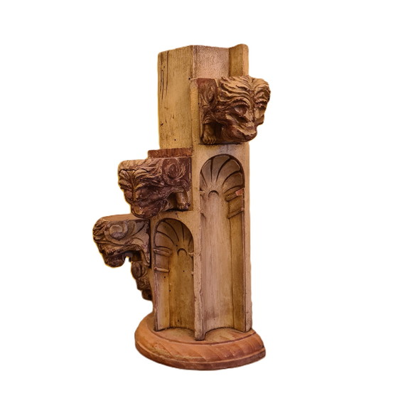 Image 1 of French wooden element with lion heads