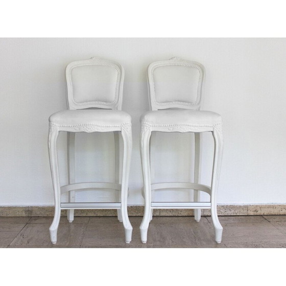 Image 1 of Sgabello da bar vintage Louis per Sixinch in poliuretano bianco e acciaio