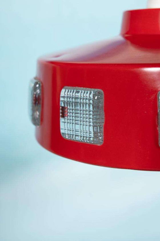 Image 1 of Lampe suspendue Space age seventies Suède, lampe suspendue vintage en verre