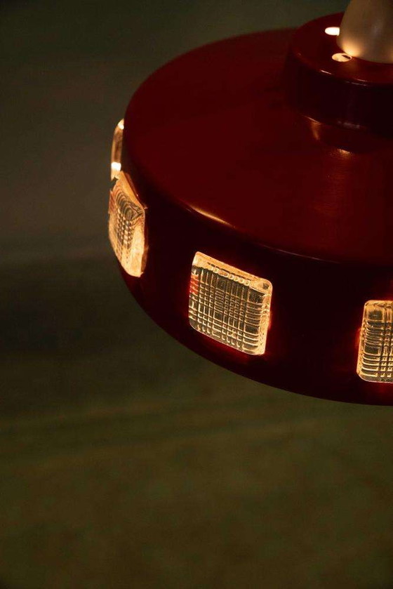 Image 1 of Lampada a sospensione spaziale anni Settanta Svezia, lampada a sospensione in vetro vintage