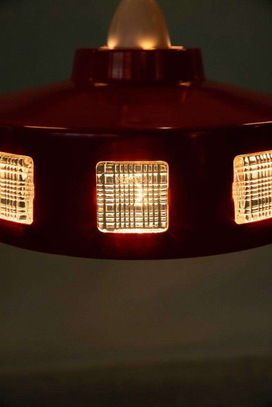 Image 1 of Lampe suspendue Space age seventies Suède, lampe suspendue vintage en verre