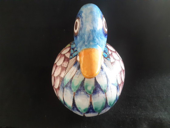 Image 1 of Romano Innocenti Hand Painted Italian Pottery Duck Figurine