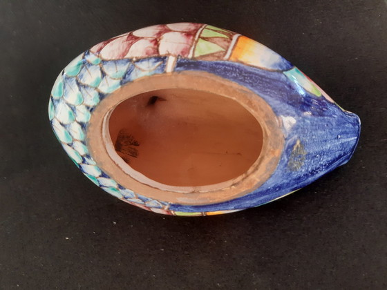 Image 1 of Romano Innocenti Hand Painted Italian Pottery Duck Figurine