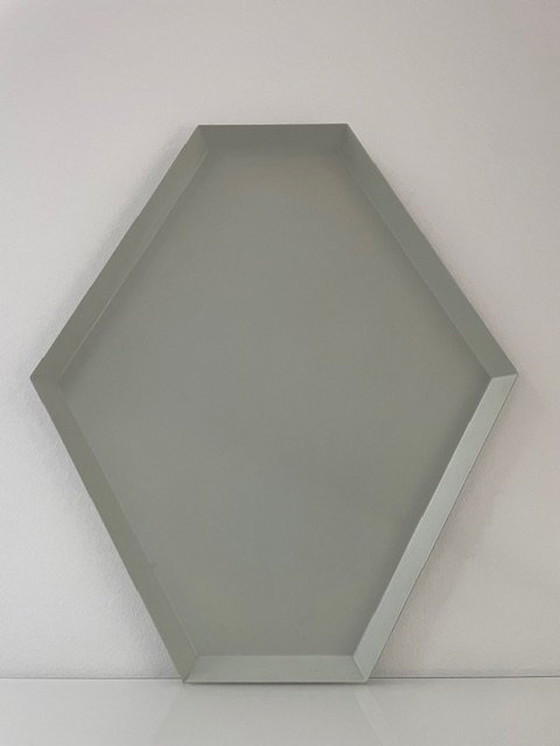 Image 1 of Modern Metal Tray Hexagon Light Gray/Mint Green