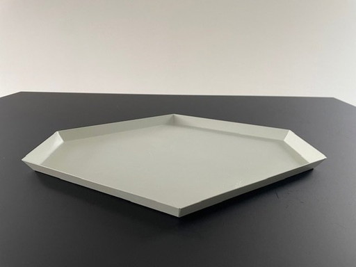 Modern Metal Tray Hexagon Light Gray/Mint Green