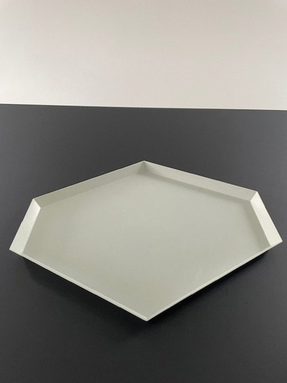 Image 1 of Modern Metal Tray Hexagon Light Gray/Mint Green