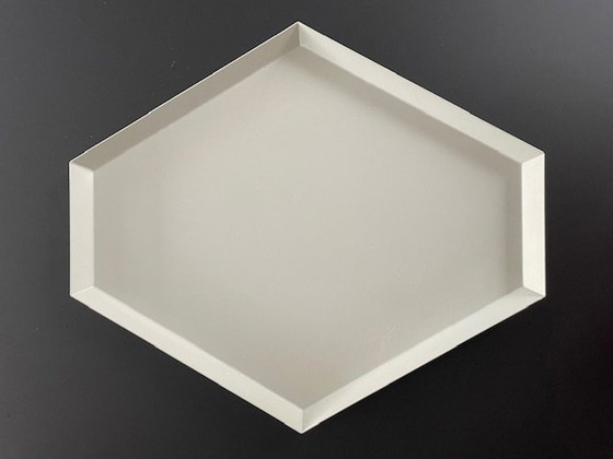 Image 1 of Modern Metal Tray Hexagon Light Gray/Mint Green