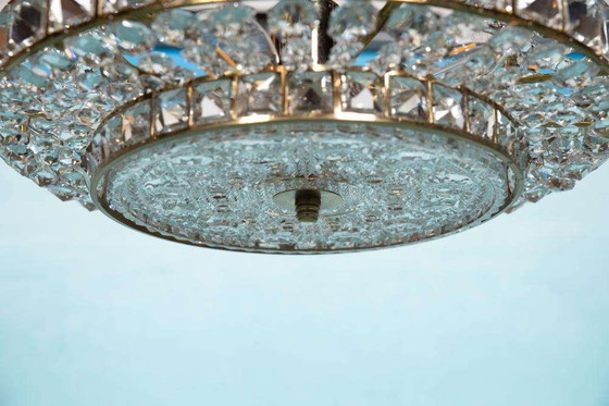 Image 1 of Lampada a sospensione in cristallo dal design vintage, lampada a sospensione svedese in ottone