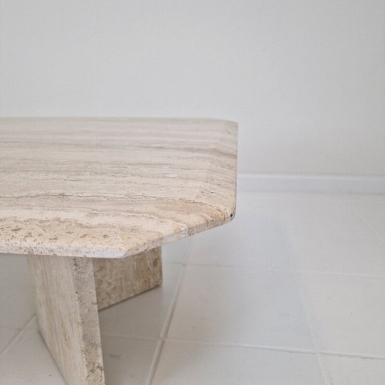 Image 1 of Vintage rectangle travertine coffee table, Italy 1980s