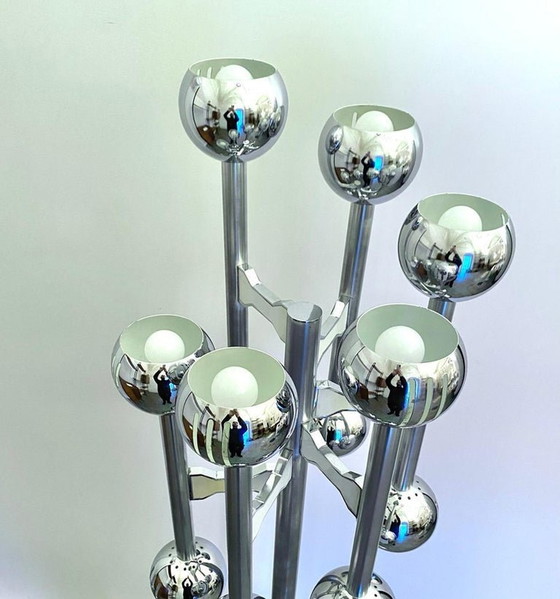 Image 1 of Lampada da terra vintage in stile spaziale a 12 luci, 1970