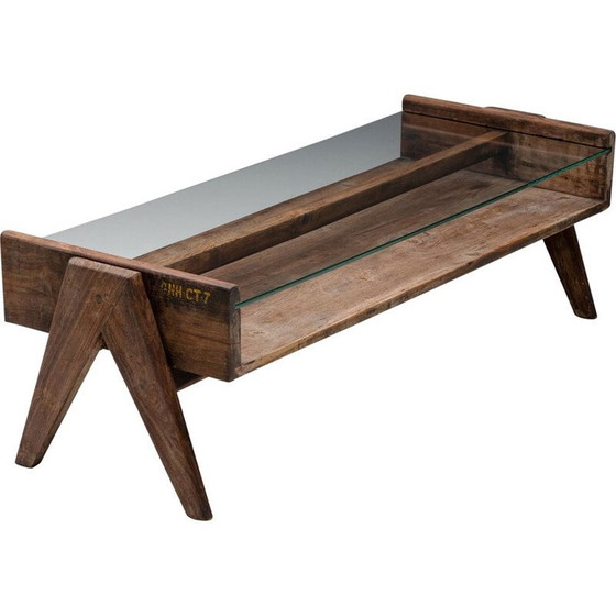 Image 1 of Tavolino da caffè rettangolare vintage "Pj-Tb-05-A" di Pierre Jeanneret per Chandigarh, 1960