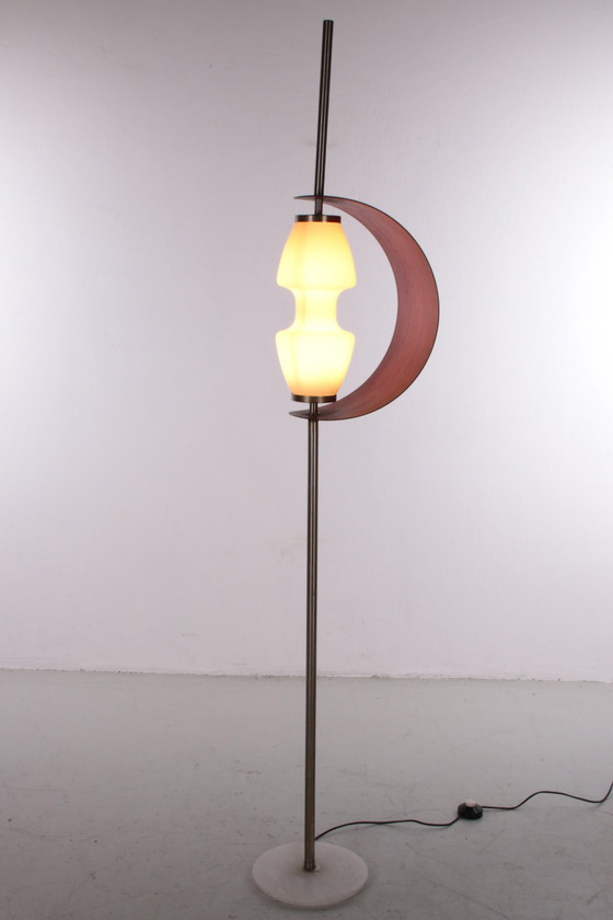 Image 1 of Floor Lamp In Teak And Marble In The Style Of Goffredo Reggiani, Italy 1970S