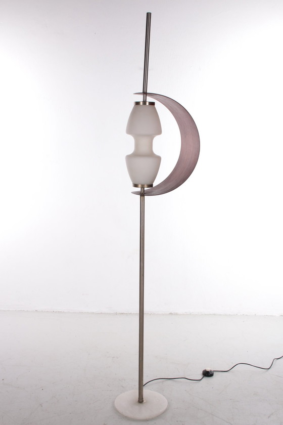 Image 1 of Floor Lamp In Teak And Marble In The Style Of Goffredo Reggiani, Italy 1970S