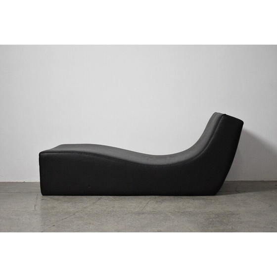 Image 1 of Vintage black leather chaise longue by Viccarbe, Spain