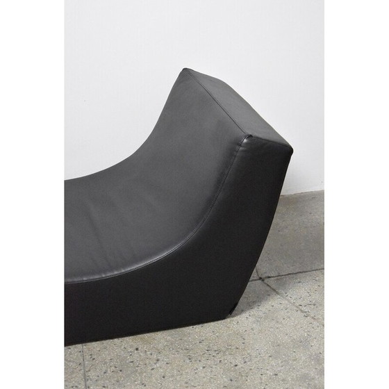 Image 1 of Vintage black leather chaise longue by Viccarbe, Spain