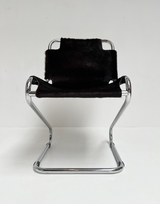 Image 1 of Set of Micentury Chairs (4) Upholstered With Cowhide, 1970'S