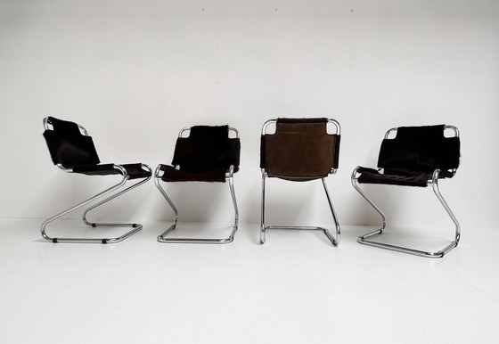 Image 1 of Set of Chairs (4) Upholstered With Cowhide By Pascal Mourgue, 1970'S