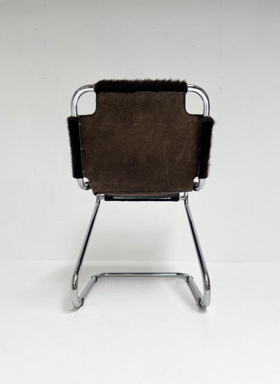 Image 1 of Set of Micentury Chairs (4) Upholstered With Cowhide, 1970'S