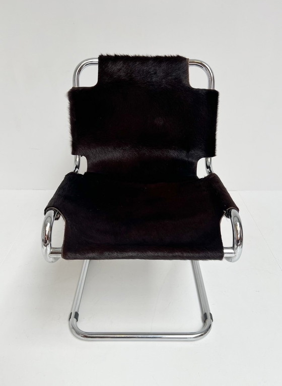 Image 1 of Set of Chairs (4) Upholstered With Cowhide By Pascal Mourgue, 1970'S