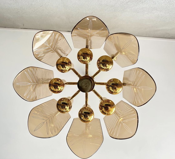 Image 1 of Lampada a sospensione vintage in vetro fumé