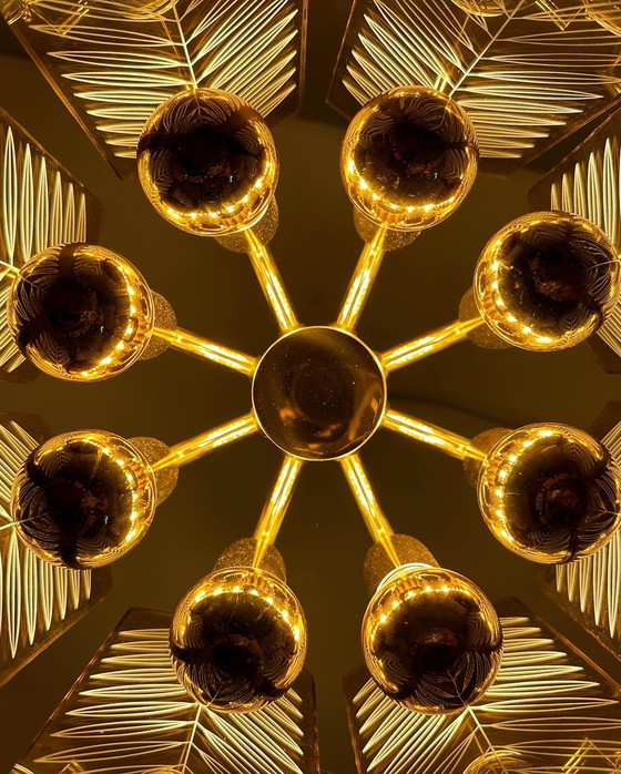 Image 1 of Lampe suspendue vintage en verre fumé