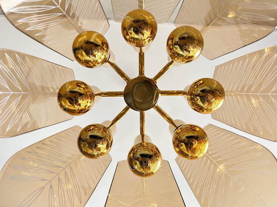 Image 1 of Lampe suspendue vintage en verre fumé