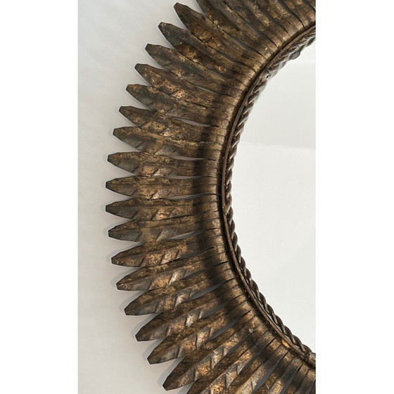Image 1 of Vintage round mirror in gilded metal, 1940