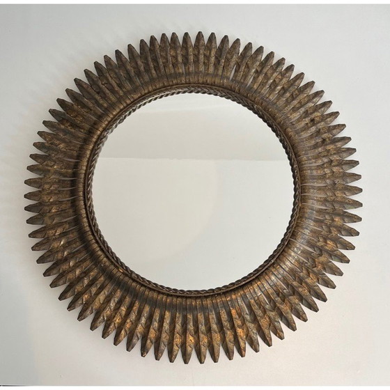 Image 1 of Vintage round mirror in gilded metal, 1940
