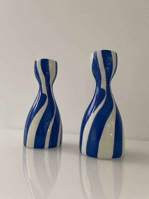 2 X Que Rico Candlesticks Niño Bold & Blue - Handmade