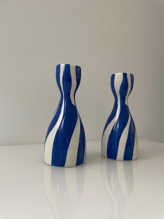 Image 1 of 2 X Que Rico Candlesticks Niño Bold & Blue - Handmade