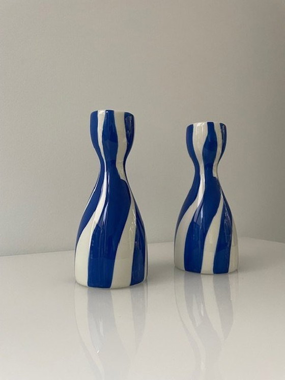 Image 1 of 2 X Que Rico Candlesticks Niño Bold & Blue - Handmade