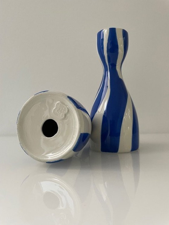 Image 1 of 2 X Que Rico Candlesticks Niño Bold & Blue - Handmade