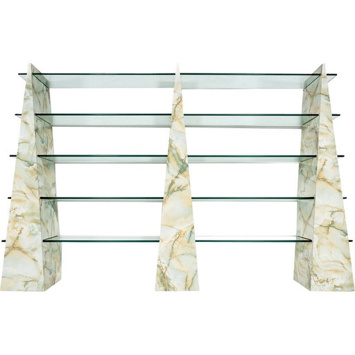 Grande mensola vintage in pietra e vetro, 1970