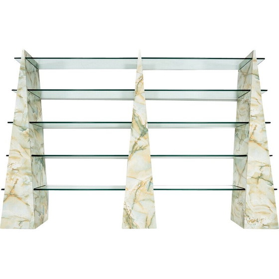 Image 1 of Large vintage stone and glass shelf, 1970