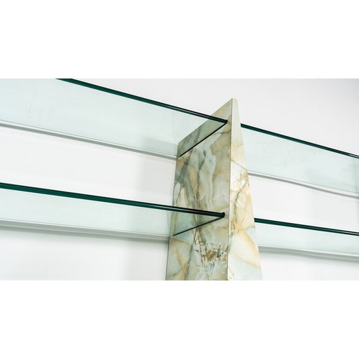 Grande mensola vintage in pietra e vetro, 1970