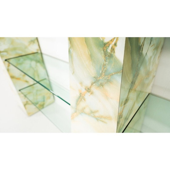 Image 1 of Large vintage stone and glass shelf, 1970