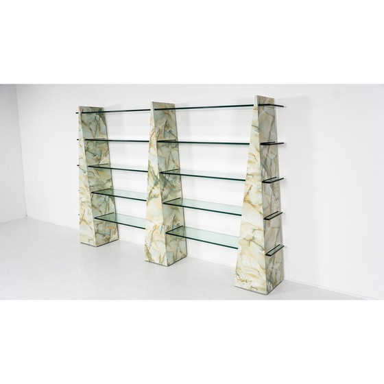 Image 1 of Large vintage stone and glass shelf, 1970