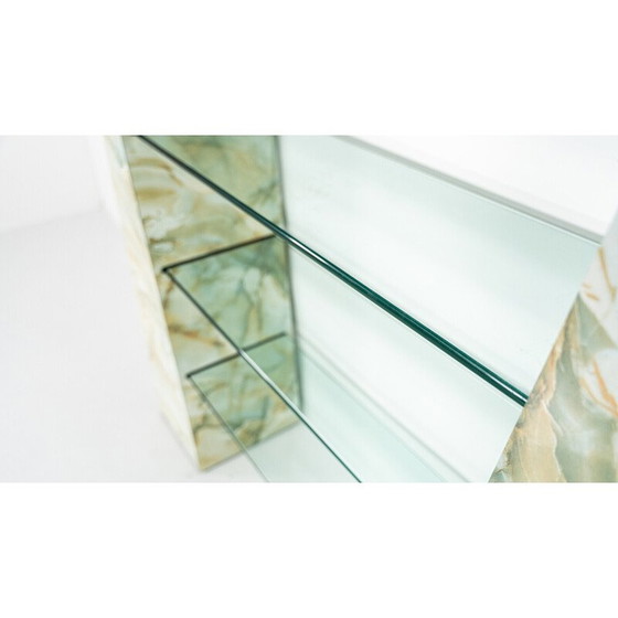Image 1 of Large vintage stone and glass shelf, 1970