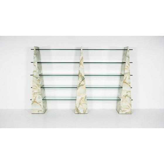 Image 1 of Large vintage stone and glass shelf, 1970