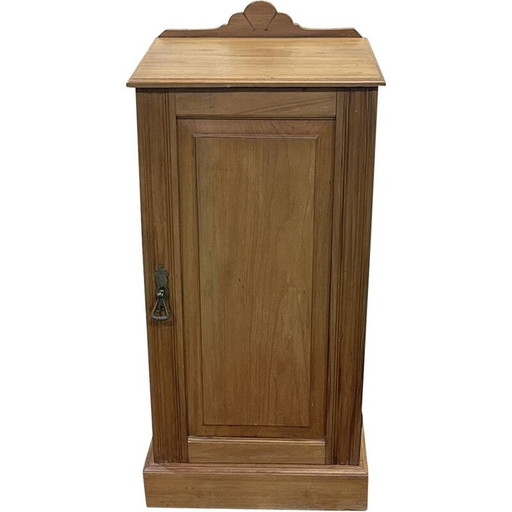 Mesita de noche inglesa vintage de madera de satín, 1930