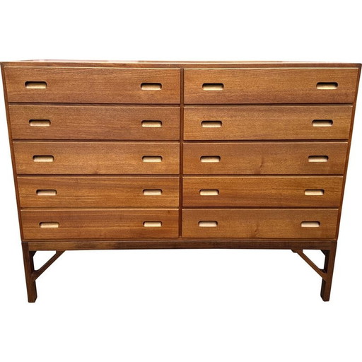 Vintage teak chest of 10 drawers by Borge Mogensen for Fdb Mobler