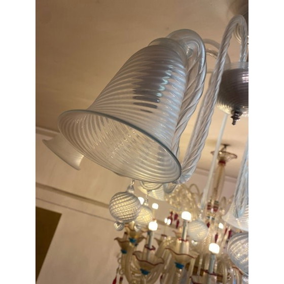 Image 1 of 1970S Italian Style Murano Glass In Transparent Chandelier