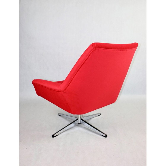 Image 1 of Vintage red velvet swivel armchair, 1980s