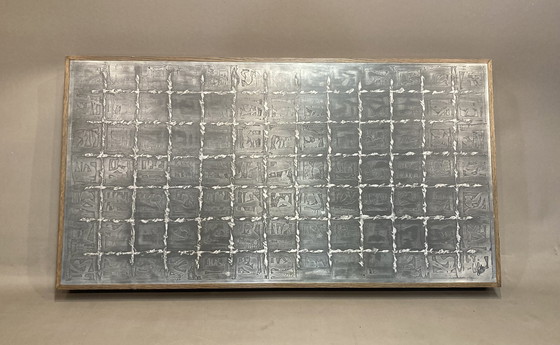 Image 1 of Large Walnut And Metal Wall Decoration "Design 1950".