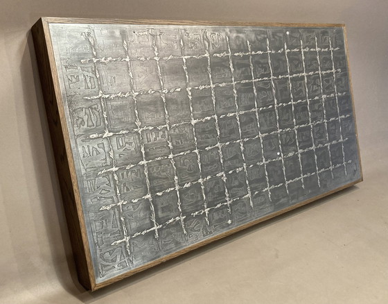 Image 1 of Large Walnut And Metal Wall Decoration "Design 1950".