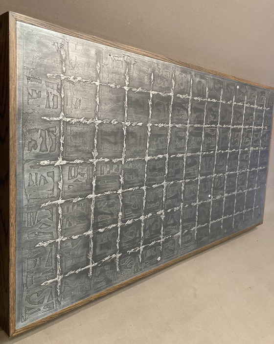 Image 1 of Large Walnut And Metal Wall Decoration "Design 1950".