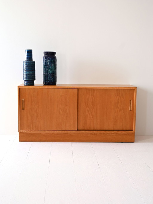 1960S Scandinavian Teak Modular Bookcase With Sliding Doors And Open Shelving