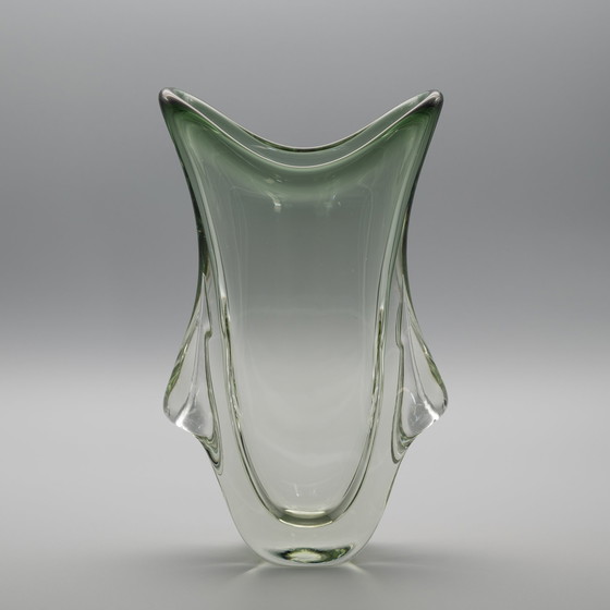 Image 1 of Sculptural Designer Czech Glass Vase Beranek Skrdlovice 29cm Retro Chic Modern