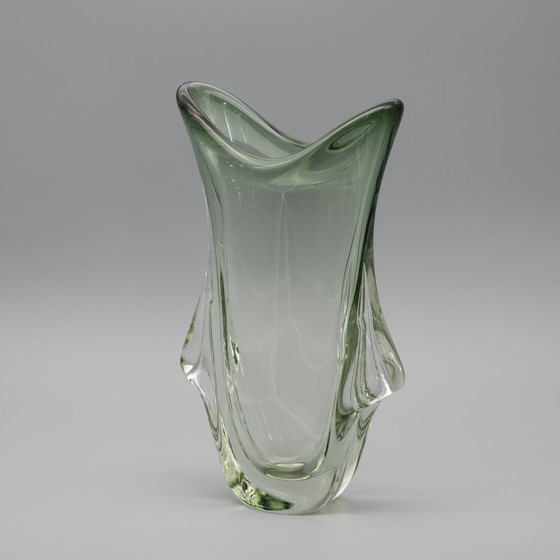 Image 1 of Sculptural Designer Czech Glass Vase Beranek Skrdlovice 29cm Retro Chic Modern