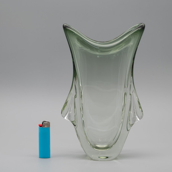 Image 1 of Sculptural Designer Czech Glass Vase Beranek Skrdlovice 29cm Retro Chic Modern